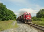 SOO 6045 nears River Rd. westbound with 185, the "Ford Train"